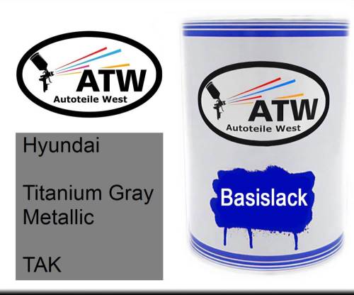 Hyundai, Titanium Gray Metallic, TAK: 500ml Lackdose, von ATW Autoteile West.